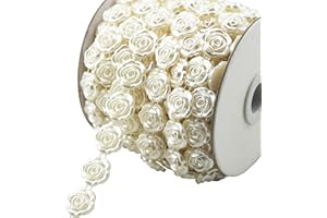AEAOA 10 Yards 2/3" Ivory Pearl Rose Chain Trims Sewing Wedding Decoration Craft Beaded Trim (LZ138)