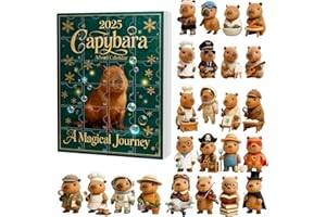 Capybara Calendrier de l'Avent 2025-24 jours de décorations Capybara de dessin animé, calendrier de Noël amusant pour arbre e