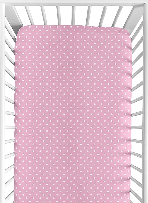 pink polka dot crib sheet