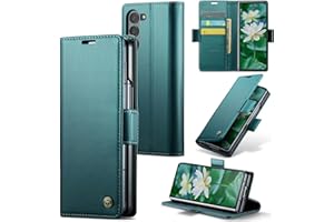 Rerzoiro for Samsung Galaxy Z Fold 6 Case, Premium PU Leather Wallet Case Flip Cover with [RFID Blocking][Card Holder][Stand Function] Shockproof Protective for Samsung Galaxy Z Fold 6, Blue-Green