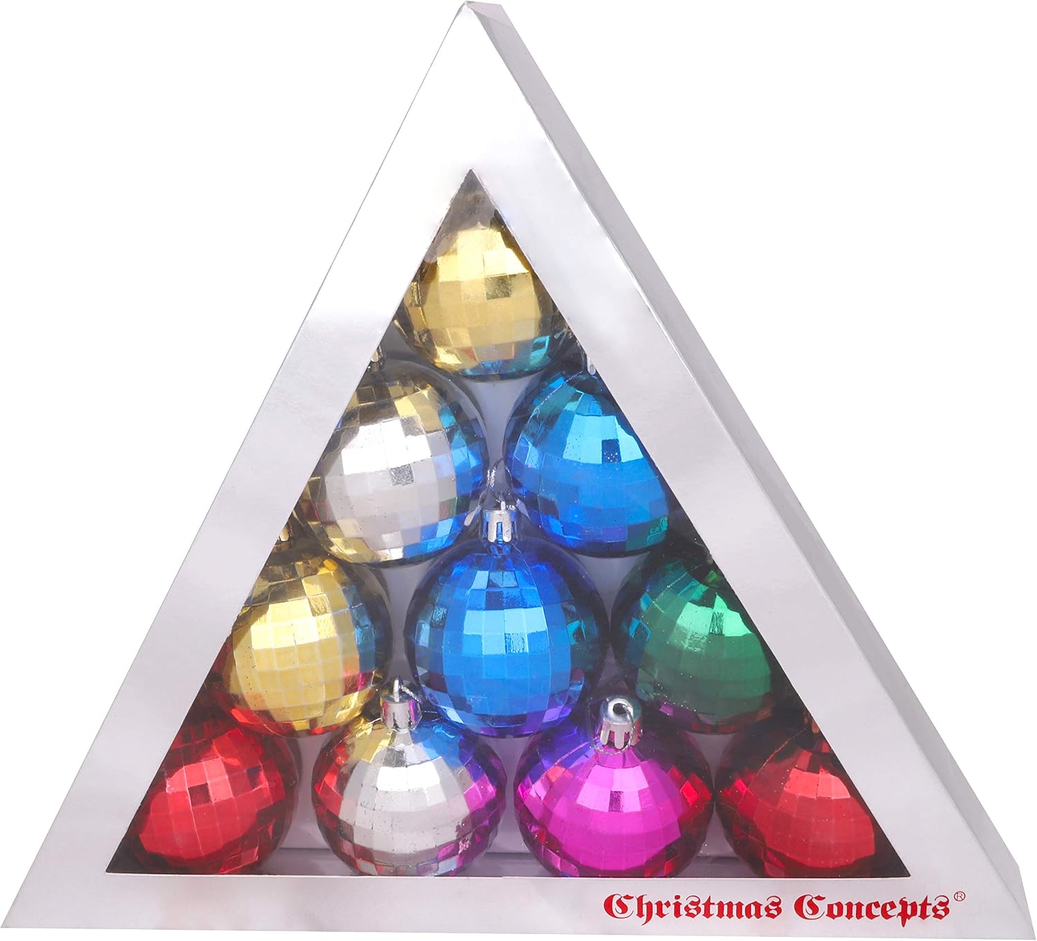 Christmas Concepts® Pack of 10-60mm (2.4") Christmas Tree Baubles - Shiny Disco Ball Baubles, Assorted - Image 4