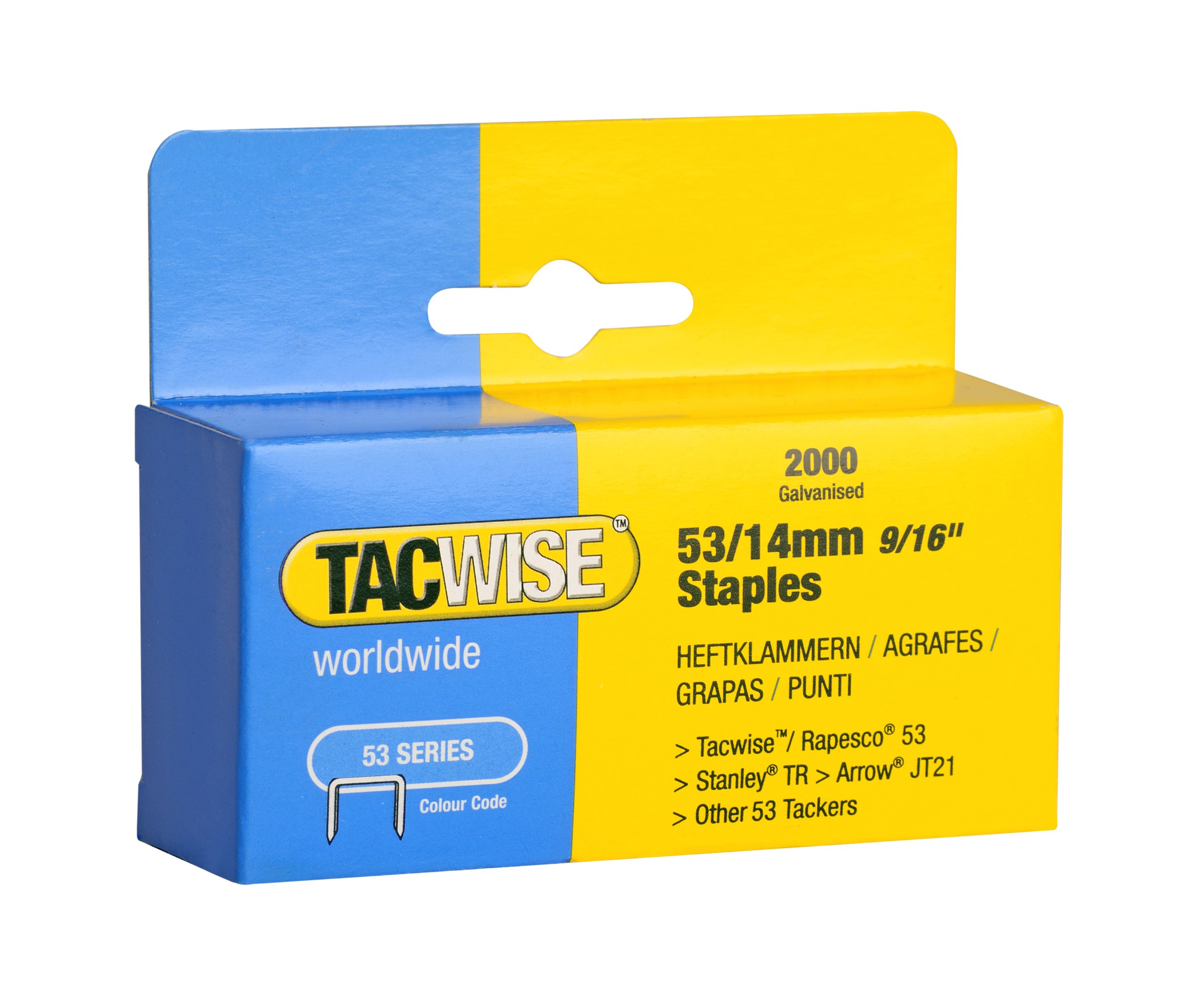 Tacwise 0338 Type 53 / 14 mm Galvanised Staples, Pack of 2000