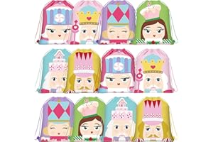 Hillban 12 Pcs Christmas Nutcracker Drawstring Backpack Christmas Waterproof Shoulder Bags Xmas Gift Wrapping Bag for Yoga(Cute,Pink)