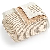 Snuggle Sac Fluffy Bedding Blanket Twin Size, Soft Luxurious Knit Throws, Fuzzy Microfiber Blankets for Couch, Sofa, Bed, Cream Beige, 60x80 inches