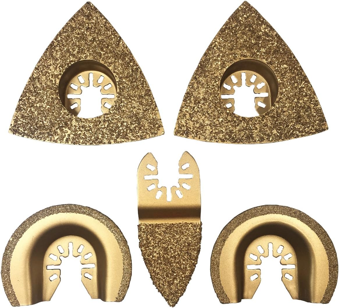 XXGO Universal Semicircle Triangular Finger Carbide Oscillating Multi Tool Saw Blades Fits Oscillating Tools Pack of 5 No.XG8505