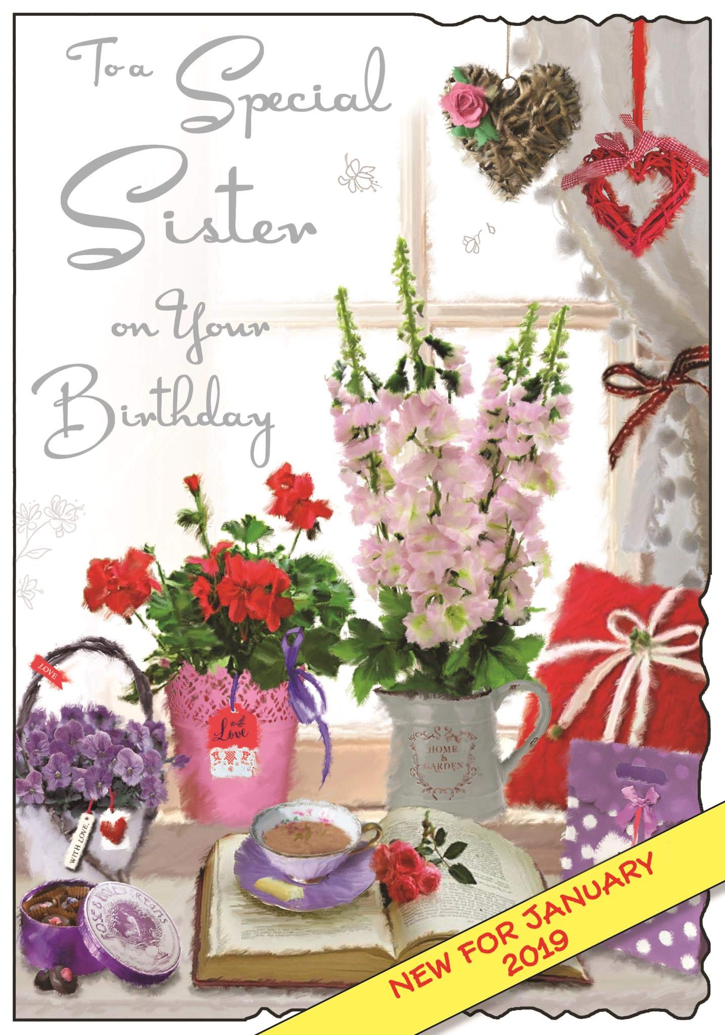 Jonny Javelin to A Special Sister On Your Birthday Card - Flowers in Window
