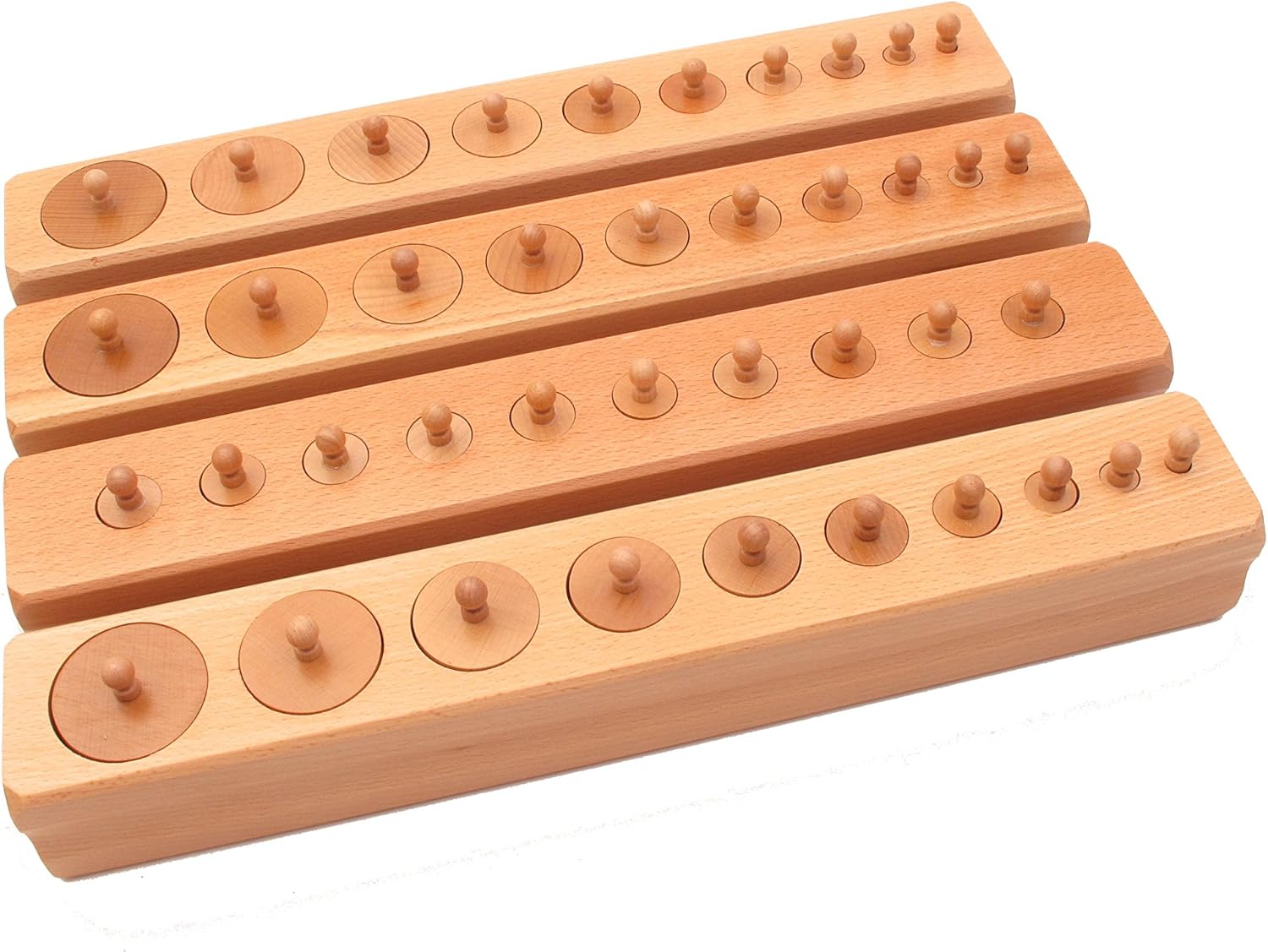 Wooden Sensorial Montessori Knobbed Cylinder Blocks Early Educational