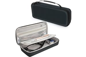 QBILY Large Hard Stethoscope Case for 3M Littmann Classic III Monitoring, 3M Littmann Lightweight II S.E., MDF Acoustica Lightweight Stethoscope Etc., Mesh Bag for Percussion Hammer/Penlights, Black