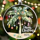 HEXMOZ Tropical Christmas Palm Tree Ornament 2025 - Merry Christmas Coastal Beach Ornament - Tropical Themed Gifts, Palm Tree Gifts for Women - Holiday Xmas Decoration