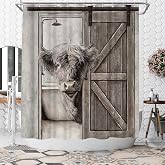 VODRM Highland Cow Shower Curtain – 72x72 Inch, Waterproof Polyester, With 12 Hooks, Rustic Bathroom Decor