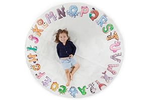 MALAMAA ABC Rug for Kids XL 72", Toddlers and Baby - Use in Nursery and Classroom to learn the alphabet - Nursery Rug, Alphabet Rug, Kids Rugs for Playroom, Rugs for Classroom, Play Rug (Circle Yellow)