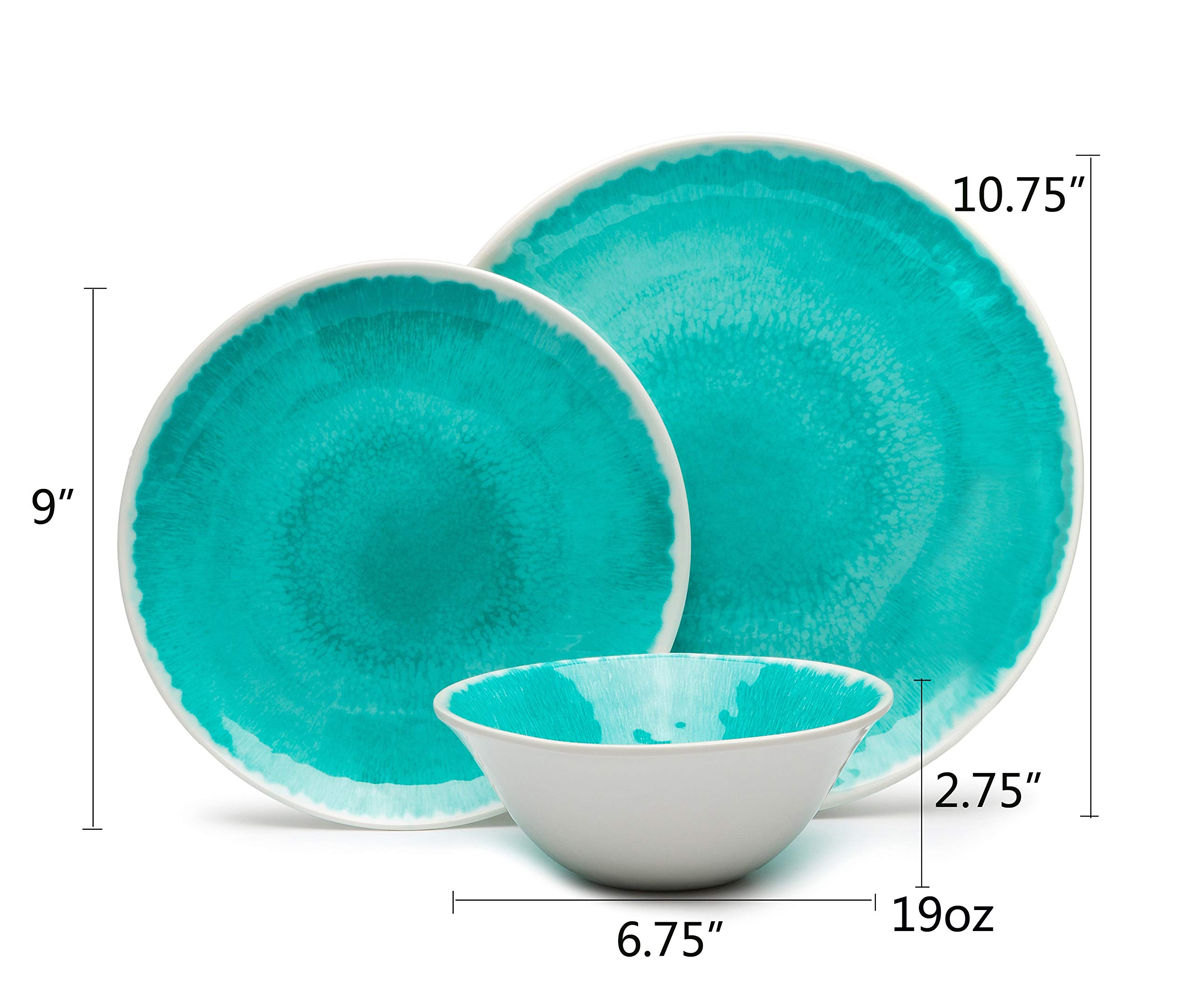 Melamine 12Piece Dinnerware Set Dishes Set Suitable Indoors and