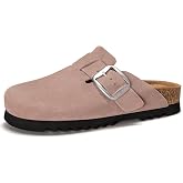 Suede Clogs for Women Leather Mules Slip-on Sandals Men's Potato Shoes | Adjustable Buckle, Splash-Proof Leather Upper, Arch Support, Heel Protection, Slip-Resistant Out-sole