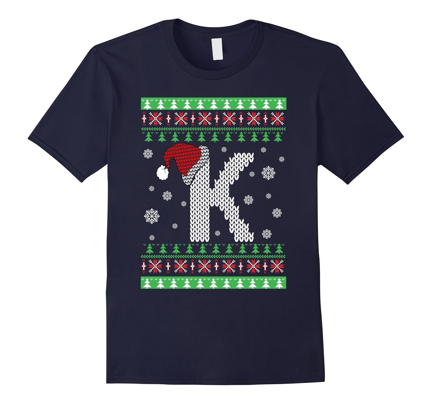 Cool Letter K Ugly Christmas Sweater Alphabet T-shirt-ANZ