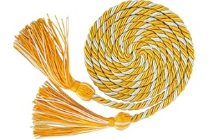 GraduatePro Graduation Honor Cord with Tassel 68" Long for Bachelor Gown Master Doctoral Gold/White