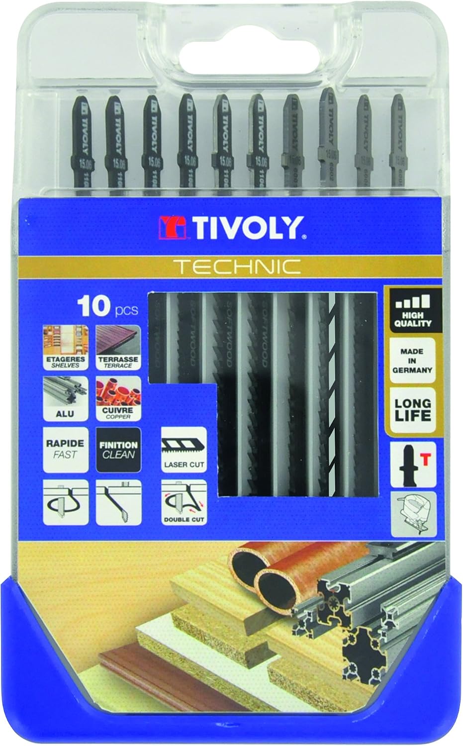 Tivoly XT505570002 Jigsaw Blades, Grey, Set of 10, Gray