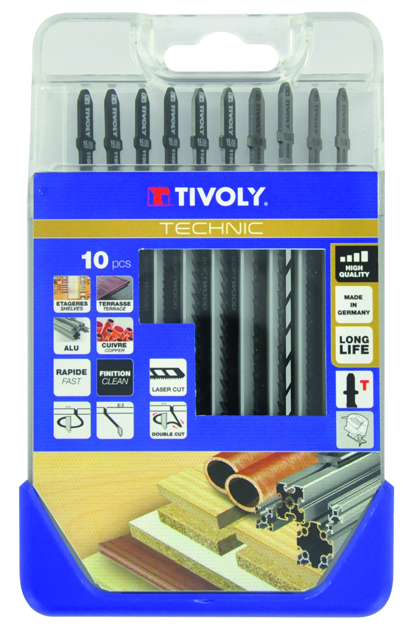 Tivoly XT505570002 Jigsaw Blades, Grey, Set of 10