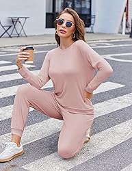 Ekouaer Womens Ribbed Knit Pajama Sets 2 Piece