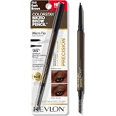Revlon ColorStay Micro Brow Pencil, 456 Dark Brown, 0.003 oz | Waterproof eyebrow pencil with micro tip and spoolie brush. Infused with argan &amp; marula oil. Smudge-proof definition.