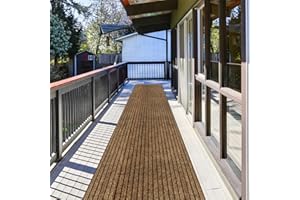 ZGR HOME&GARDEN Runner Rug 2 ft x 6 ft Indoor/Outdoor Low Profile, Hallway, Kitchen, Patio, Deck Area, RV, Entryway, Garage, with Non-Slip Rubber Backing, Brown with Brown Stripe, Custom