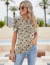 Ivicoer Tops for Women Petite Tops Short Sleeve