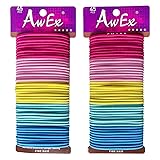 AwEx Color Hair Ties,90 PCS, 3 mm THIN Hair Bands for FINE Hair,No Metal Hair El