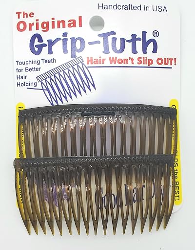 Good Hair Days Grip-Tuth Clear Side Combs Set of 2 3.25" Wide Hair Styling Women