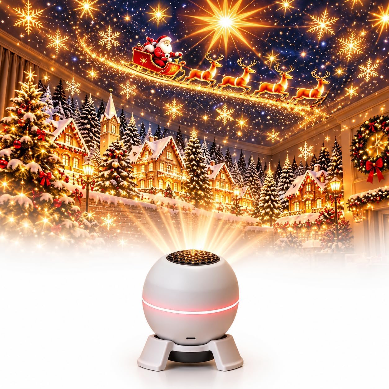 Merry Glow Christmas Projector, Magical Christmas Projection Night Light | Christmas Projector Indoor, USB Indoor Holiday Pro