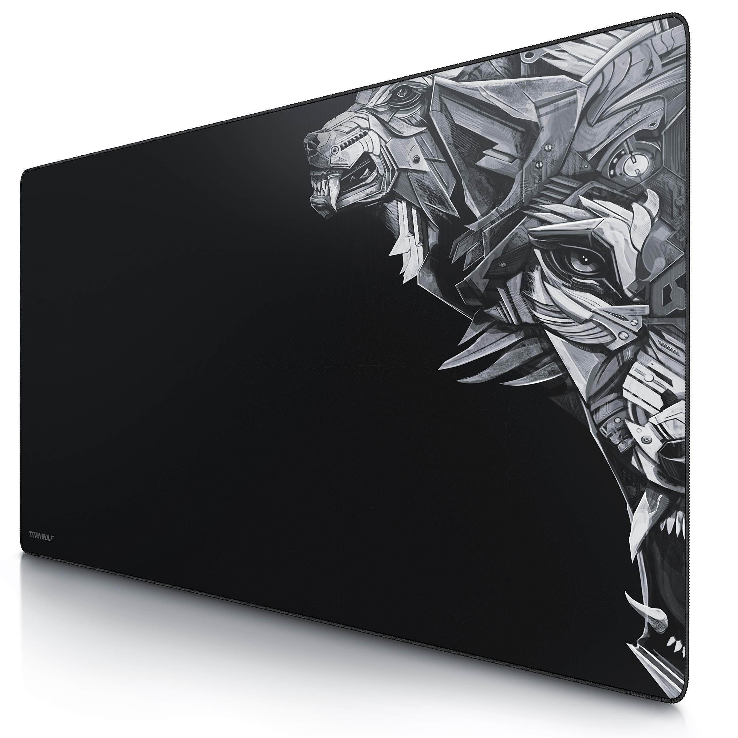 TITANWOLF - Extra Large Gaming Mouse Mat 1200x600mm Oversize - XXL Mouse Pad - Desk Pad XXXL Extended – Mice Mat Pad For Precision and Speed - Non-Slip Rubber Base – For Mouse and Keyboard - Black
