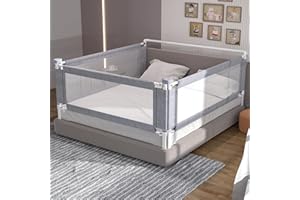yulongtengfei 3-Piece King Size Bed Rail for Toddlers - Adjustable Baby Bed Rail Guard, Kids Safety Bed Rail for King Size Bed (78.7"x78.7"x74.8"-Grey)