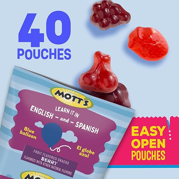 MOTT’S FRUIT FLAVORED SNACKS, BERRY, GLUTEN FREE SNACK, FAMILY PACK, 40 CT, 32 OZ