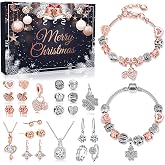 MOVINPE Advent Calendar Charm Bracelet 2026 for Teenage Girls Women, 24 Days Jewelry Necklace Bracelets Making Kit - Christmas Countdown Gifts for Teen Girl Daughter, Girlfriend, Wife, Mom (Rose Gold)