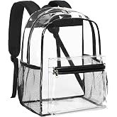 Vorspack Clear Backpack for School, 18.5 Inch Heavy Duty Clear Bookbag | Extra Large Transparent Backpacks for Boys Girls, Fit 15.6" Laptop, Reinforced Straps, for College, Work, Concert