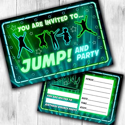 Invitebay Trampoline Party Invitations & Envelopes Pack of 12 Write On Invite