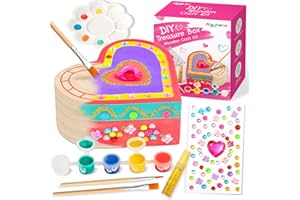 Aigybobo Arts and Crafts Painting Kit for Kids Ages 4 5 6 7 8, Paint Your Own Wooden Treasure Box Kit, DIY Creativity Activity Toys, Christmas Valentine Birthday Gifts for Girls 4-6, 6-8 Years Old