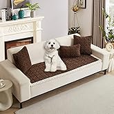 HANDONTIME Funny Fuzzy Couch Covers for Pets Washable Jacquard Geometric Dog Sofa Cover Plush Couch Protector for Dogs Non-Slip Durable Comfortable Pet Furniture Cover (Chocolate, 27.6" x 70.9")