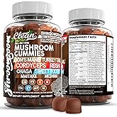 15in1 Mushroom Gummies with Lion's Mane Turkey Tail Cordyceps Reishi Chaga Sweet Toot Maitake Meshima Poria Cocos Shiitake Tremella, Oyster Agaricus Mushrooms for Men and Women Supplement Clean Nutra