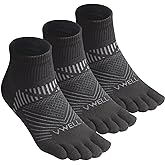 VWELL Toe Socks for Men and Women COOLMAX Five Finger socks Athletic Running Sock Quarter Ankle Toe Socks (3Pairs)