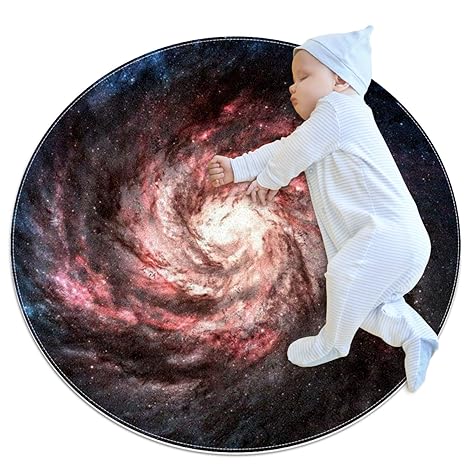 Runde Komfort Anti-Ermüdungs-Küchenbodenmatte Blaue Galaxie rot