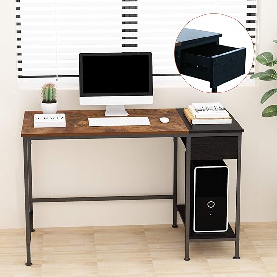 JOISCOPE Computer Desk for Home Office,Laptop Desk with Metal Drawer