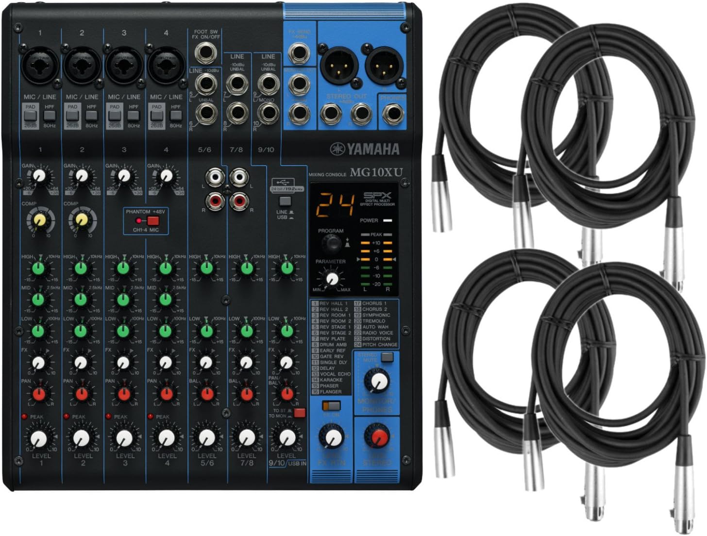 Yamaha MG10XU 10 Input (w/Compression, Effects, and USB) Stereo Mixer w/4 XLR Ca