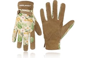 HLDD HANDLANDY Work Gloves for Women and Ladies, Leather Gardening Gloves Flexible Mechanic Working Gloves
