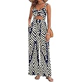 AGERWAY Womens Summer Jumpsuits Dressy Sexy V Neck Twist One Piece Outfits Sleeveless Casual Wide Leg Long Pant Rompers