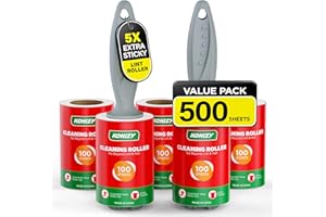 KONIZY Lint Rollers for Pet Hair Extra Sticky, 500 Sheets Mega Value Set Roller with 2 Upgraded Handles, 5 Portable Remover Clothes, Furniture, Carpet, Dog & Cat Removal