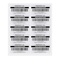 1000 Custom Asset Tags, 2"x1" Durable Silver Asset