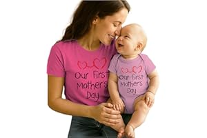 Tstars Our First Mothers Day Mommy and Me Matching Outfits Mom and Baby Shirts Set