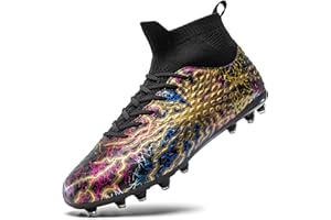 UPREDOXZ Kids Soccer Cleats Boys Girls Youth Firm Groud Cleats High Top Soccer Shoes Professional Athletic Outdoor Football S