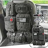 MEAUTELE 6 Pack Tactical Molle Car Seat Back Organizer Tactical Vehicle Panel with 5 Detachable Molle Pouch for Car Truck For