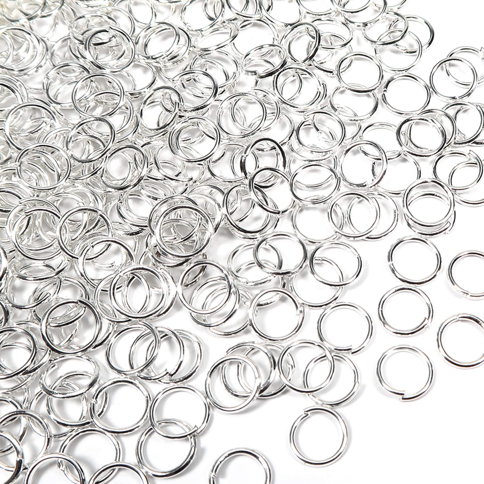 TOAOB 1000pcs Open Jump Rings Silver Jewellery Findings Jewelry Connector Rings 10mm for Jewelry Making