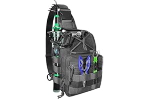 Bnqoe Fishing Backpack Fishing Tackle Storage Bag with Rod Holder Sling Storage Backpack for Outdoor Hiking Travel Hunting